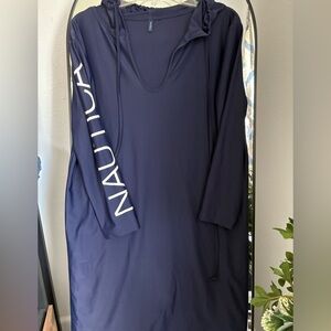 Nautica Logo Hooded Swim Cover-Up Dress